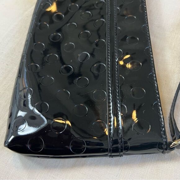 Kate Spade Black Patent Polka-Dot Embossed Handbag Purse - Picture 10 of 14